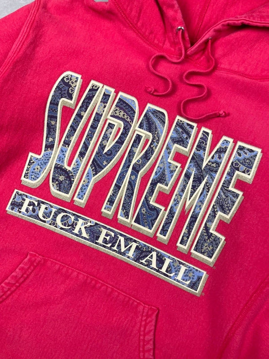 Supreme Paisley Fuck Em All hættetrøje(Str M)