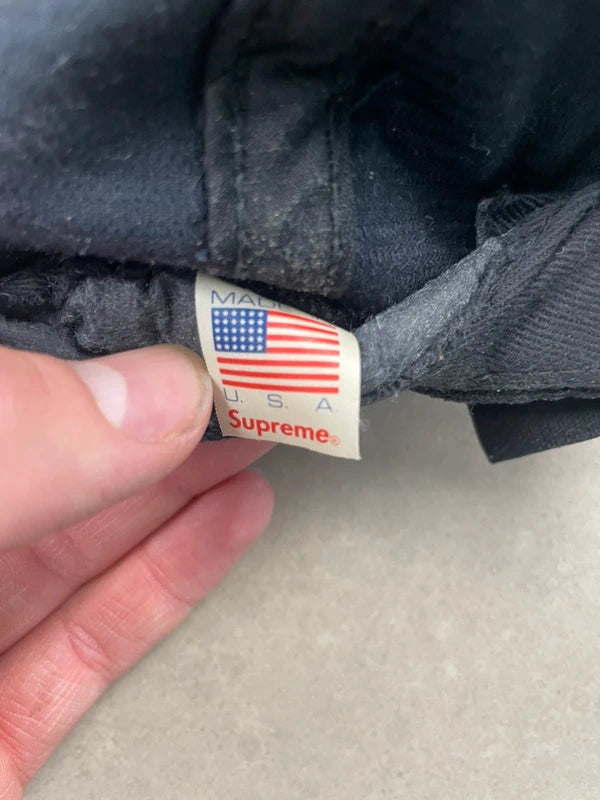 Supreme Corduroy Classic Logo Cap Black - FW15(Størelse en størelse)