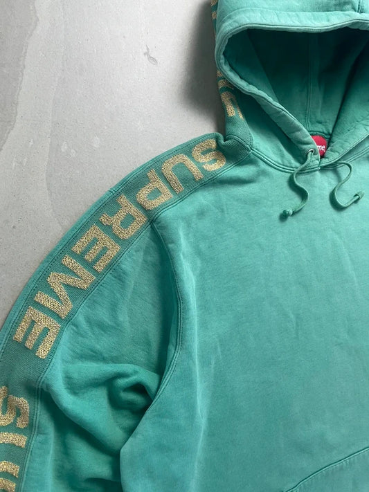 Supreme Metallic Rib Hooded Sweatshir(Størelse Large)