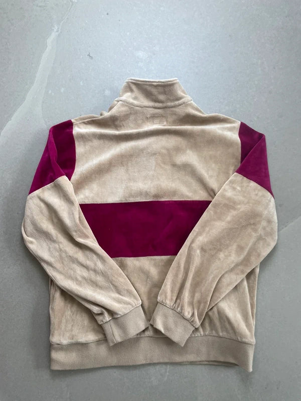 Supreme Velour Half Zip Pullover Khaki Men's - FW17 (Størelse Medium)