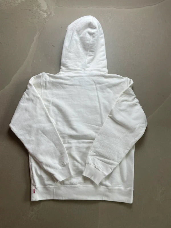 Supreme Set In Logo Hooded Sweatshirt White Men's - SS19(Størelse Large)