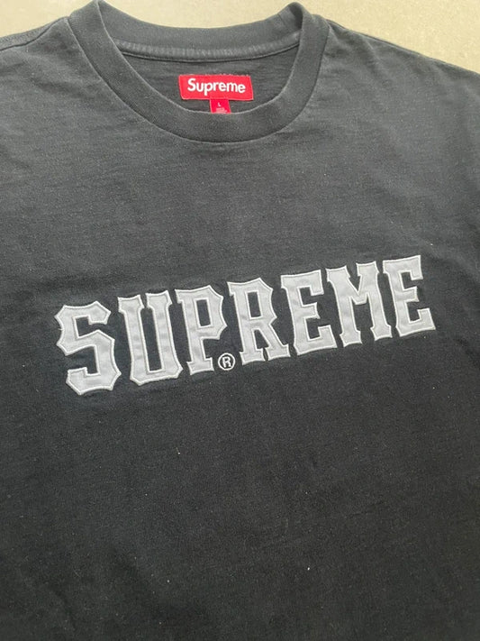 Supreme Twill Applique S/S Top Black Men's - FW24 (Størelse Large)