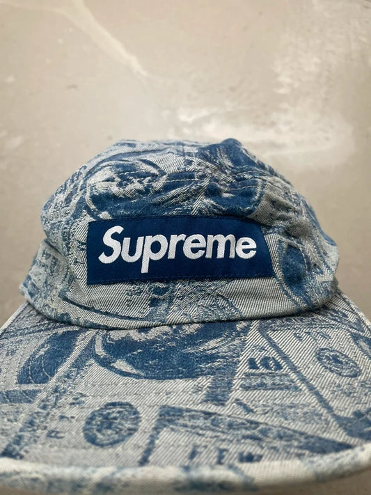 Supreme 100 Dollar Bill Camp Cap(Størelse en størelse)