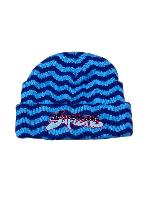 Supreme Zig Zag Stripe Beanie Blue - FW17(Str en størelse )