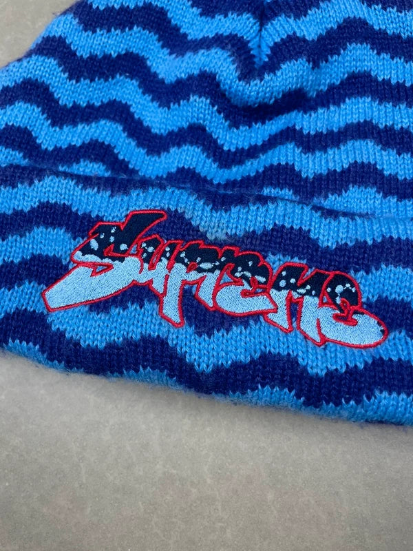 Supreme Zig Zag Stripe Beanie Blue - FW17(Str en størelse )