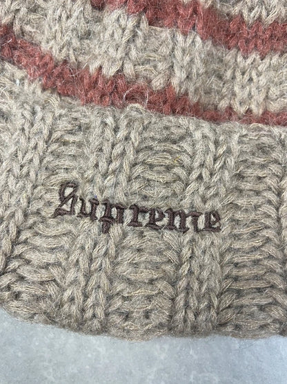 Supreme Brushed Stripe Beanie 'Camel'(Størelse en størelse)