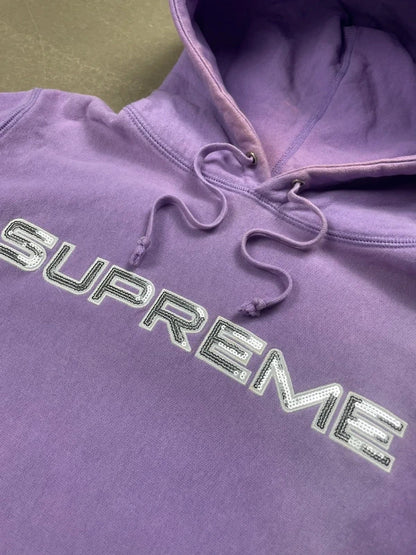 Supreme Sequin Logo Hooded Sweatshirt(Str Small)
