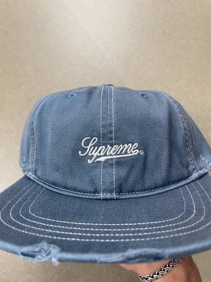 Supreme Distressed Script 6-Panel cap(Størelse en størelse)