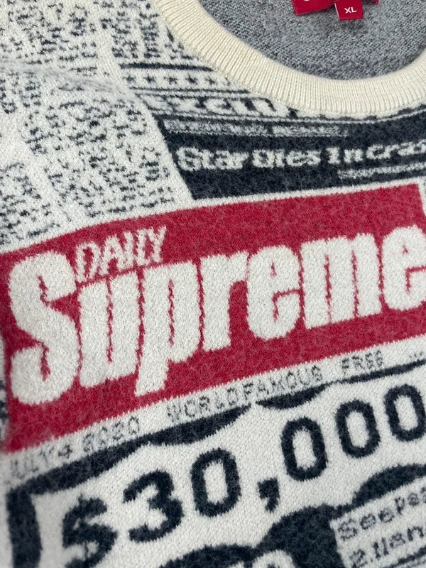 Supreme Newsprint Sweater White(Str Small)