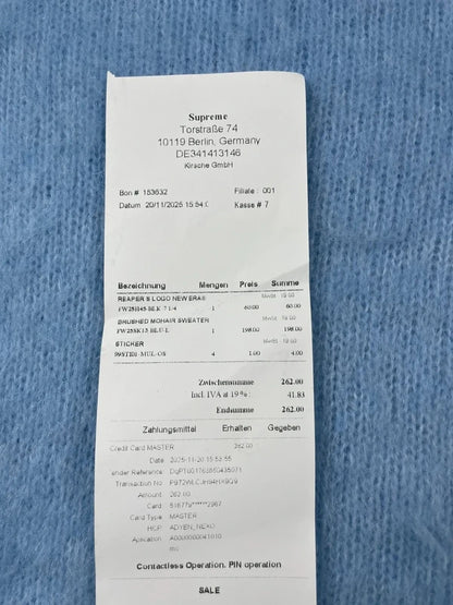 Supreme Brushed Mohair Sweater Light Blue(Str Large)