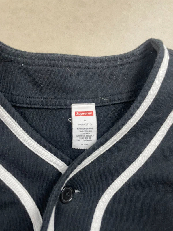 Supreme Color Blocked Baseball Top Black(Størelse Large)