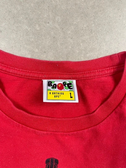 BAPE Bicolor Shark Tee Red/Black Men's - FW18(Størelse Medium)