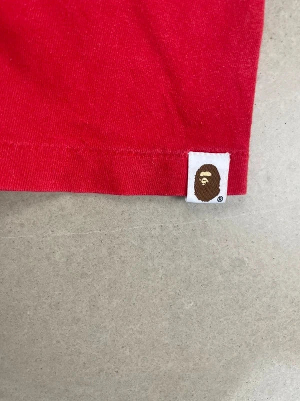 BAPE Bicolor Shark Tee Red/Black Men's - FW18(Størelse Medium)