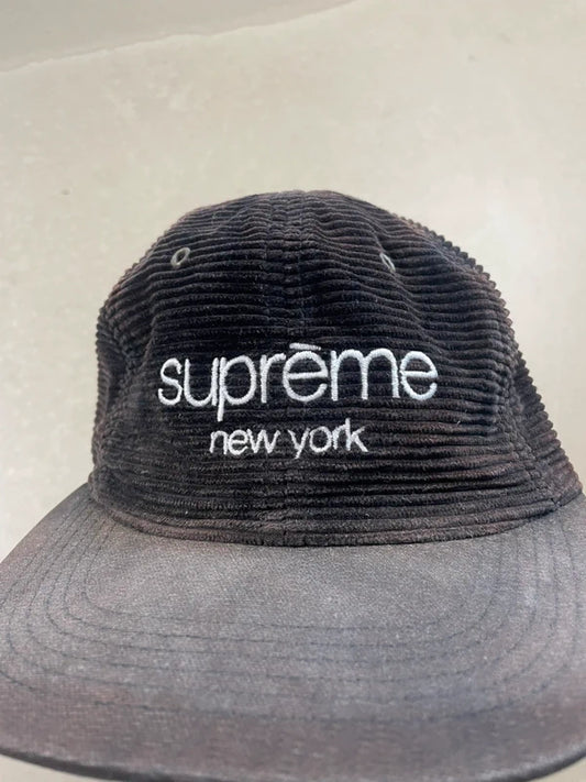 Supreme Corduroy Classic Logo Cap Black - FW15(Størelse en størelse)