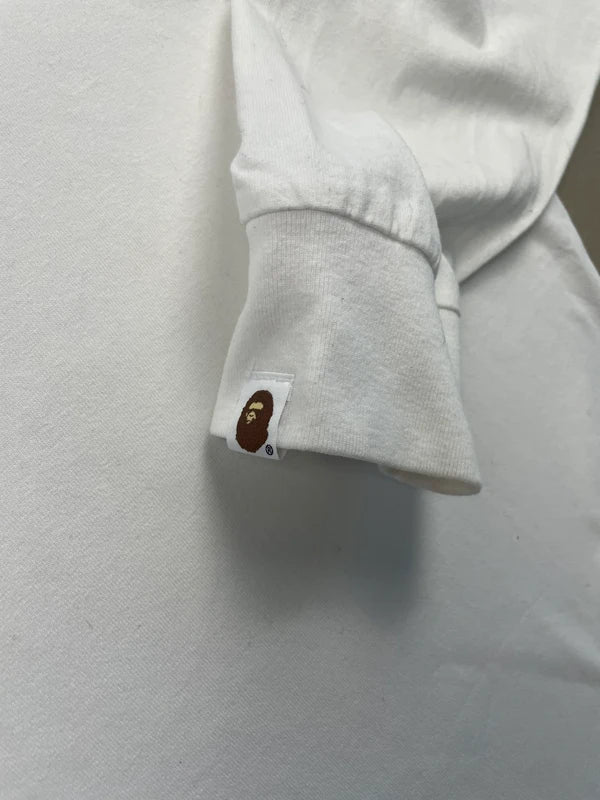 BAPE Embroidery Relaxed Fit L/S Tee White Men's - FW21(Størelse Large