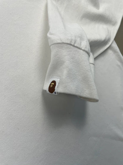 BAPE Embroidery Relaxed Fit L/S Tee White Men's - FW21(Størelse Large