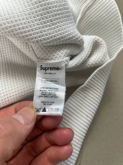 Supreme Logo Stripe Pique Crewneck FW16(Størelse Medium)