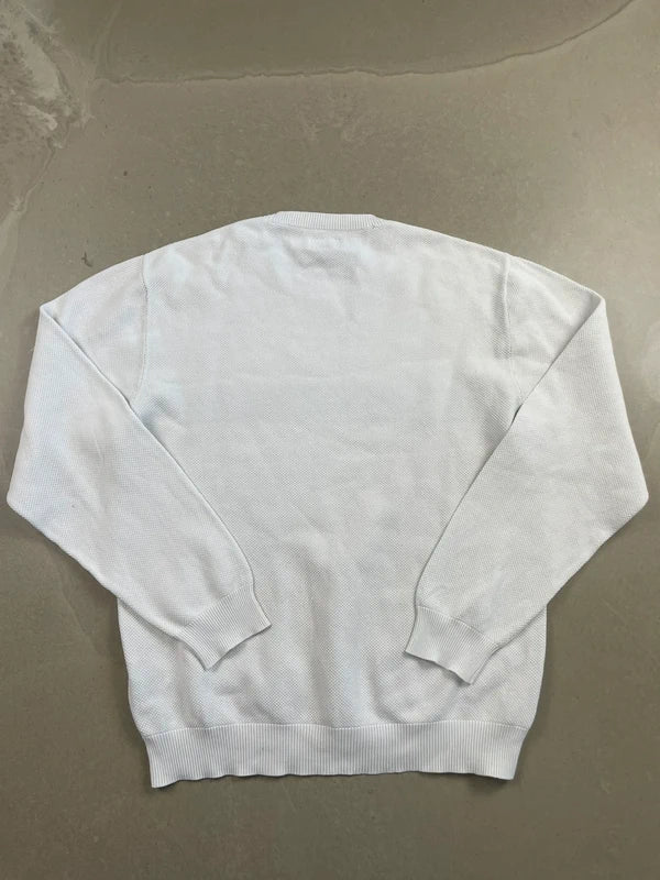 Supreme Logo Stripe Pique Crewneck FW16(Størelse Medium)