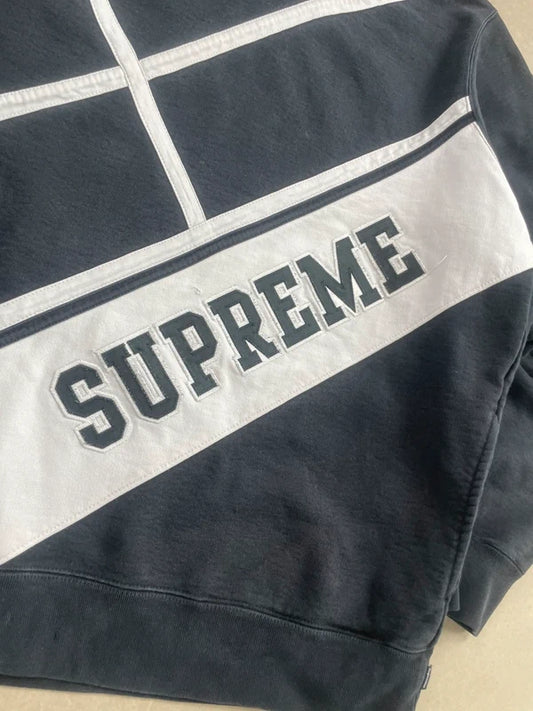 Supreme Diagonal Hooded Sweatshirt Black Men's - SS18(Størelse Medium)