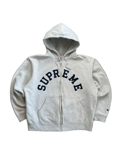 Supreme x Champion Zip Up Hooded Sweatshirt(Størelse Large)