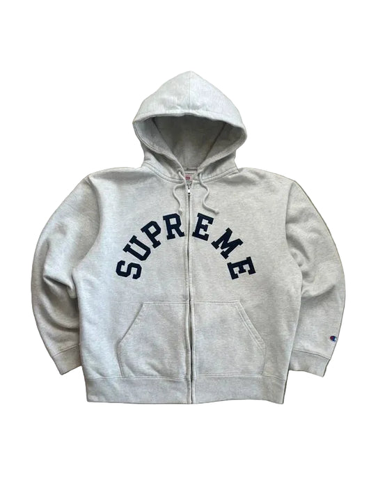 Supreme x Champion Zip Up Hooded Sweatshirt(Størelse Large)