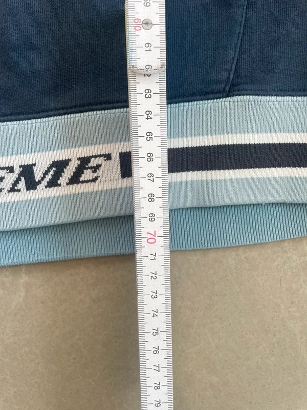 Supreme Striped Rib Hooded Sweatshirt Navy(Størelse Large)