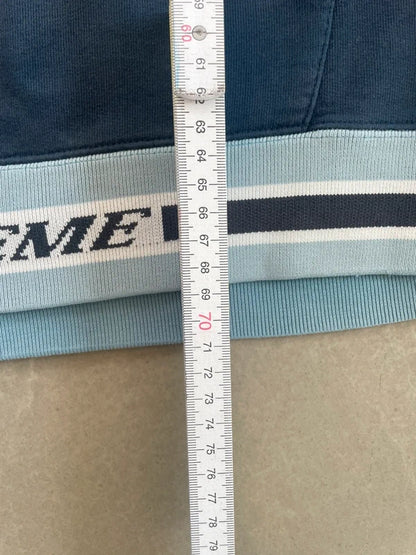 Supreme Striped Rib Hooded Sweatshirt Navy(Størelse Large)