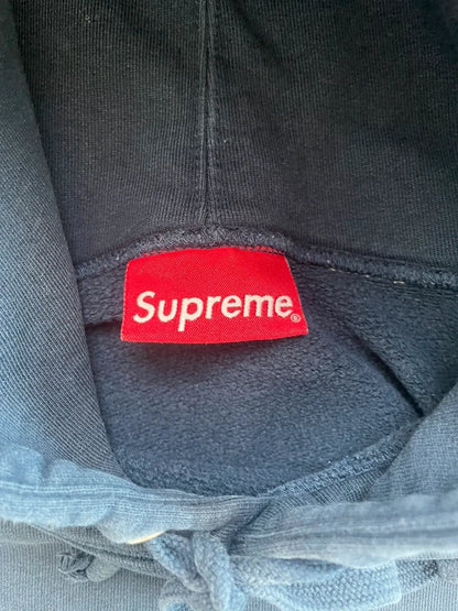 Supreme Striped Rib Hooded Sweatshirt Navy(Størelse Large)
