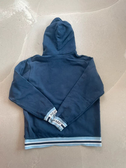Supreme Striped Rib Hooded Sweatshirt Navy(Størelse Large)