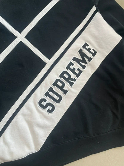 Supreme Diagonal Hooded Sweatshirt Black Men's - SS18(Størelse Large)