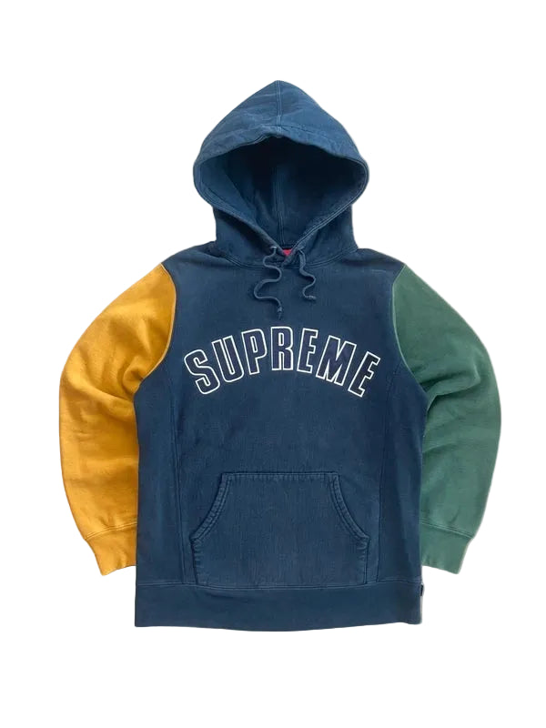 Supreme Color Blocked Arc Logo Hooded Sweatshirt (Størelse Medium)