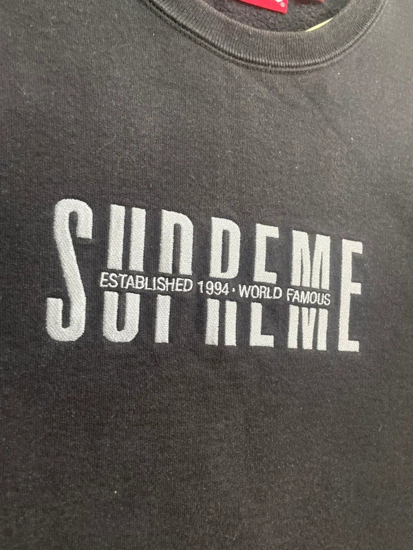 Supreme World Famous Crewneck Black Men's - FW18(Størelse Medium)