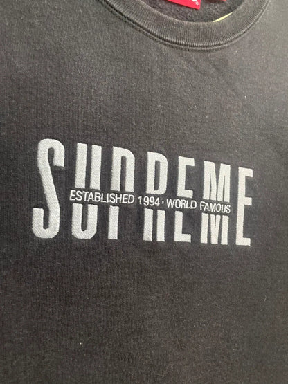 Supreme World Famous Crewneck Black Men's - FW18(Størelse Medium)