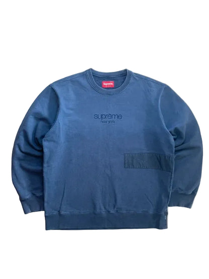 Supreme Dipped Crewneck Navy Men's - SS19(Størelse Medium)