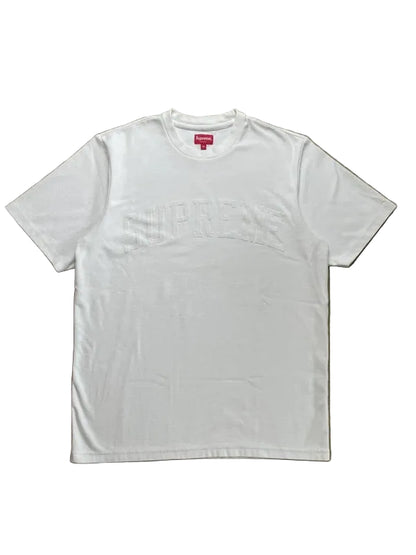 Supreme Chenille Arc Logo S/S Top White Men's - FW19(Størelse Medium)