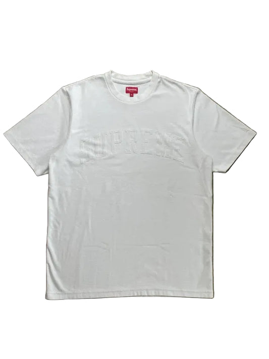 Supreme Chenille Arc Logo S/S Top White Men's - FW19(Størelse Medium)