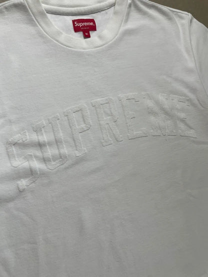 Supreme Chenille Arc Logo S/S Top White Men's - FW19(Størelse Medium)