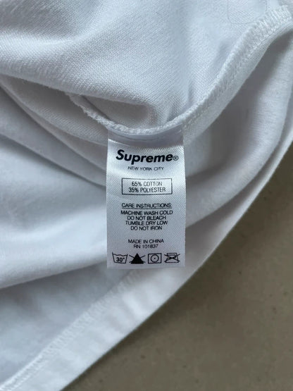 Supreme Chenille Arc Logo S/S Top White Men's - FW19(Størelse Medium)