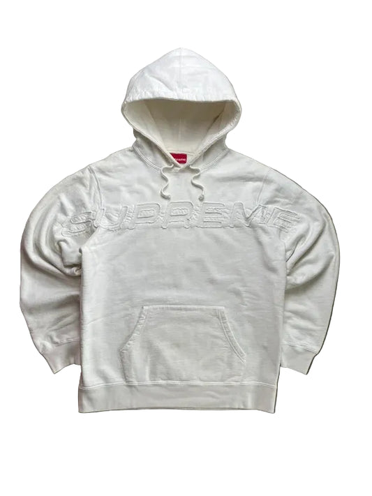 Supreme Set In Logo Hooded Sweatshirt White Men's - SS19(Størelse Large)