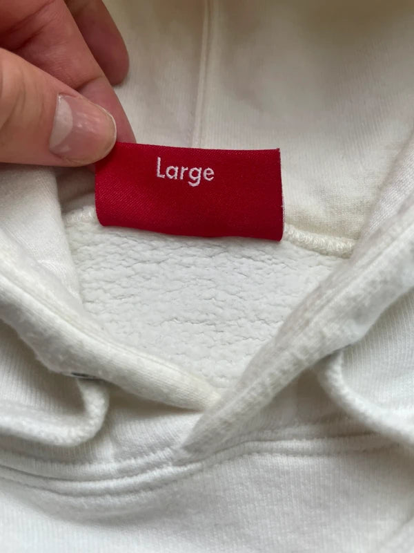 Supreme Set In Logo Hooded Sweatshirt White Men's - SS19(Størelse Large)