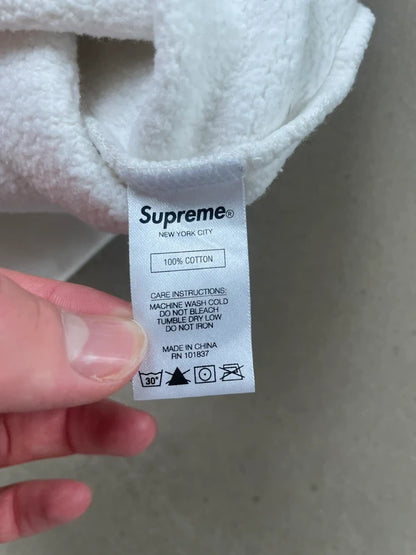 Supreme Set In Logo Hooded Sweatshirt White Men's - SS19(Størelse Large)