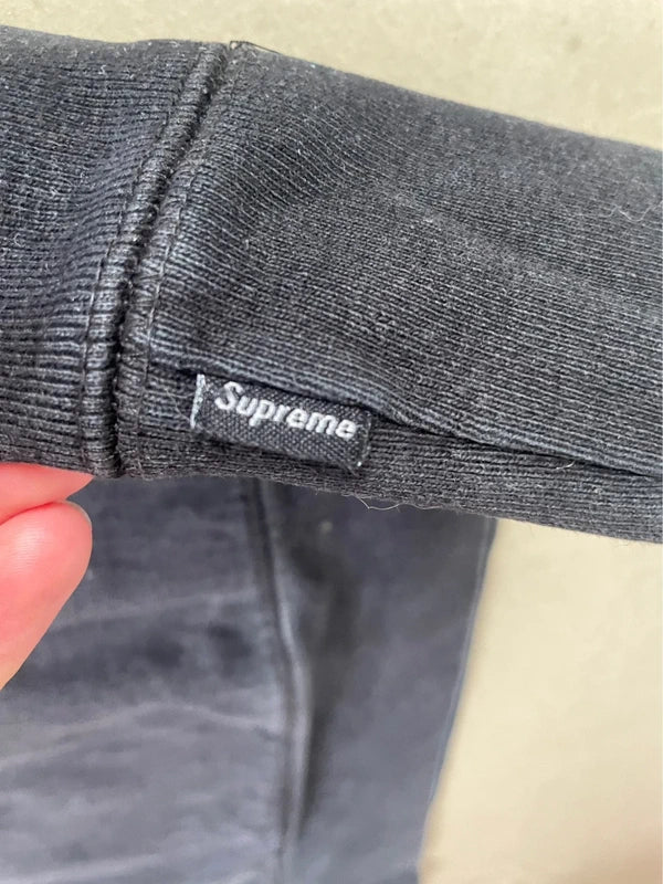 Supreme Patent/Chenille Arc Logo Hooded Sweatshirt(Størelse Large)