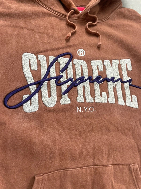 Supreme Embroidered Chenille Hooded Sweatshirt(Størelse Large)