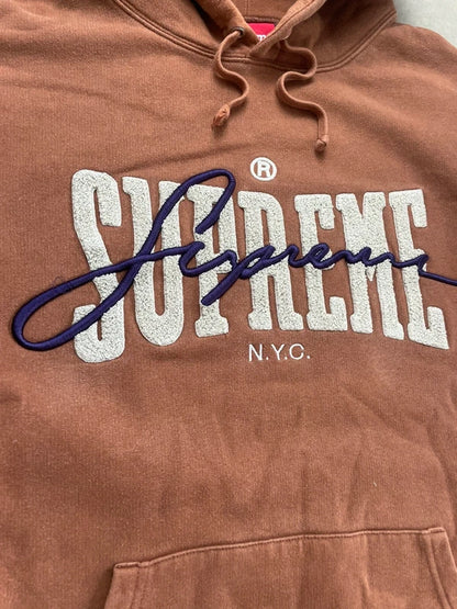 Supreme Embroidered Chenille Hooded Sweatshirt(Størelse Large)