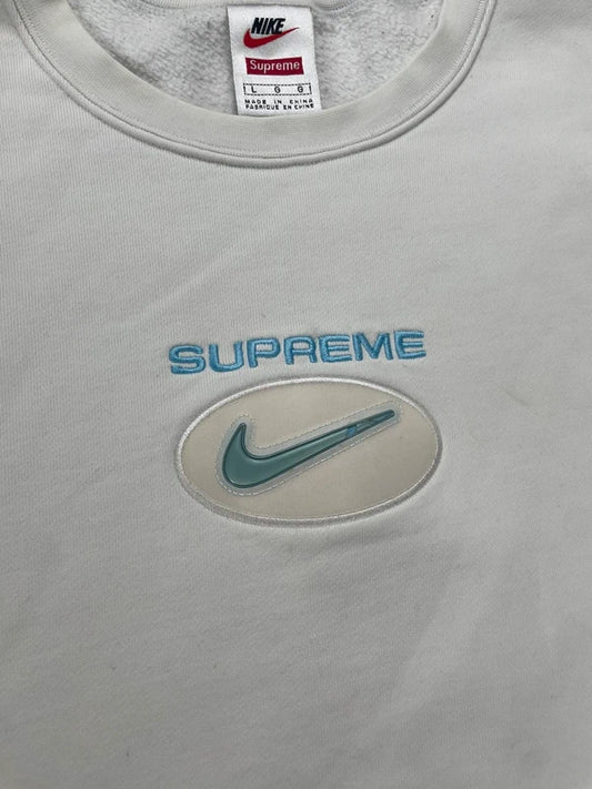 Supreme Nike Jewel Crewneck White(Størelse Large)
