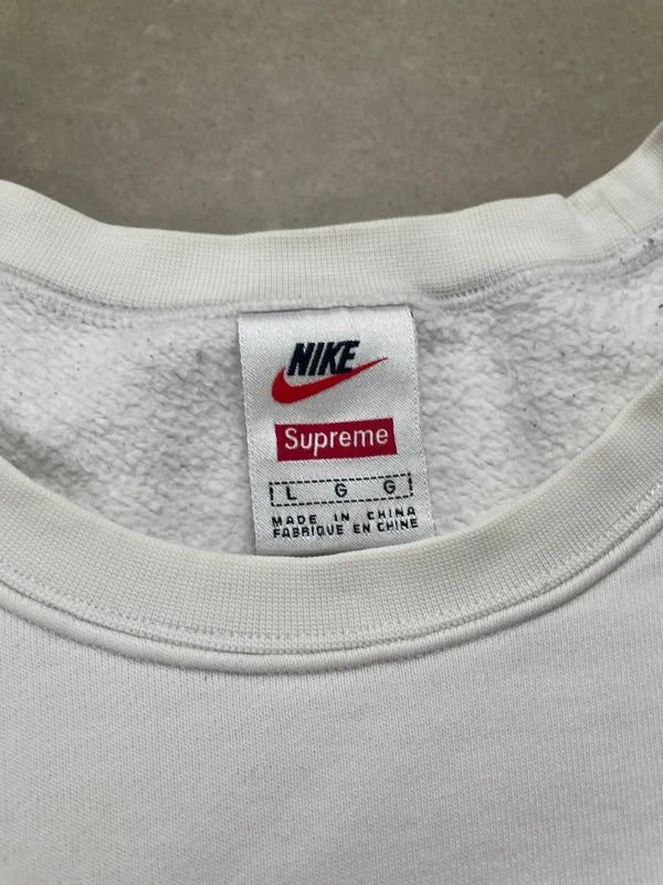 Supreme Nike Jewel Crewneck White(Størelse Large)