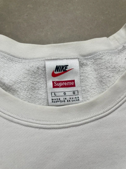 Supreme Nike Jewel Crewneck White(Størelse Large)