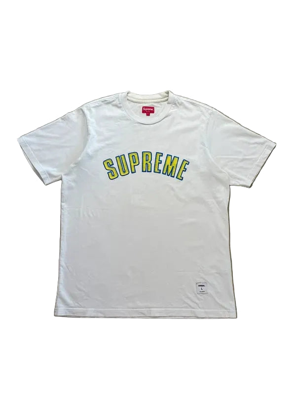 Supreme Printed Arc S/S Top White Men's - FW18(Størelse Large)