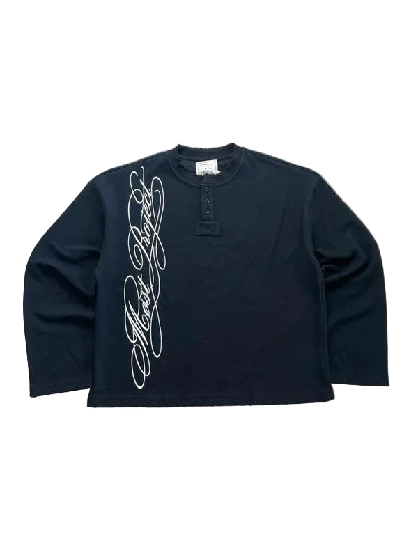 Møst Project Waffle Knit Longsleeve / Black(Størelse Large)