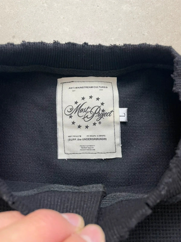 Møst Project Waffle Knit Longsleeve / Black(Størelse Large)